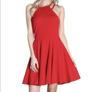 Gaze USA Small Bright Red‎ Strappy Lattice Mini Dress Flirty Fit and Flare